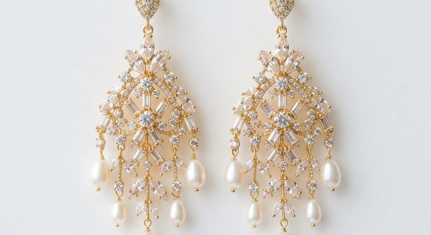 Crystal Chandbali Earrings — detail view
